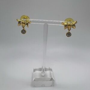 Vintage Dainty Gold Tone Bow Earrings